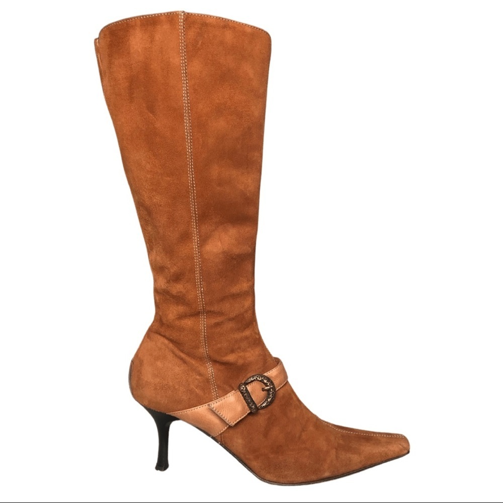 DONALD J PLINER Tall Suede Leather Boots Camel Color Size 8.5